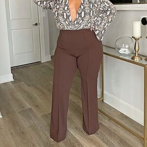 Fashion Nova High Waist Brown Wide Leg Pants